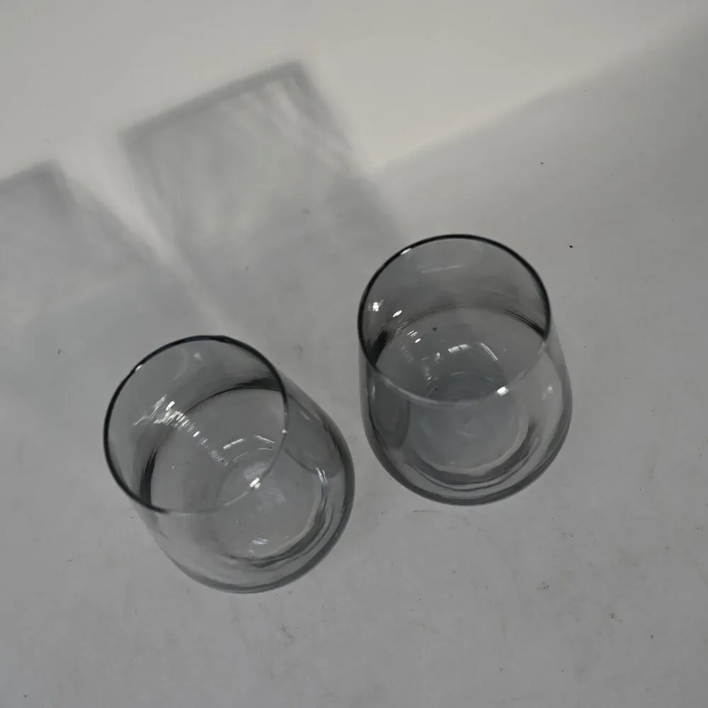 IKEA IVRIG Gray Stemless Drinking Glasses Smoke Tumbler Set of 2
